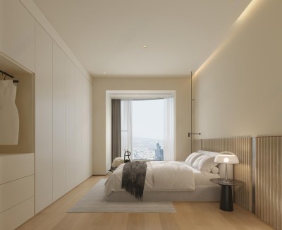 现代奶油风卧室3D模型下载